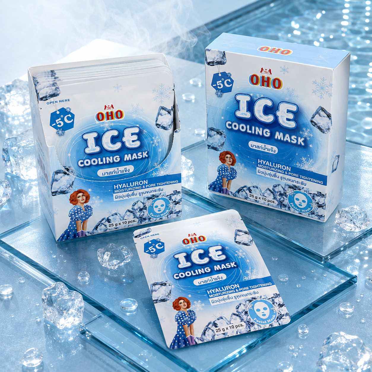 OHO Hyaluron Ice Cooling Moisturising Facial Masks