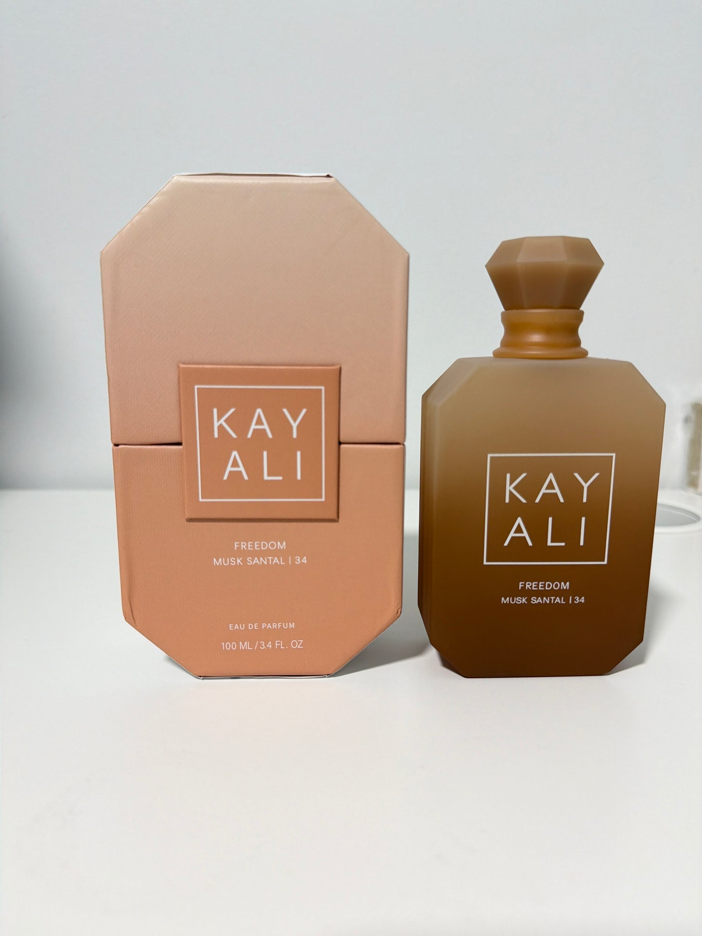 Kayali Freedom Musk Santal 34 Eau de Parfum 100ml bottle and box