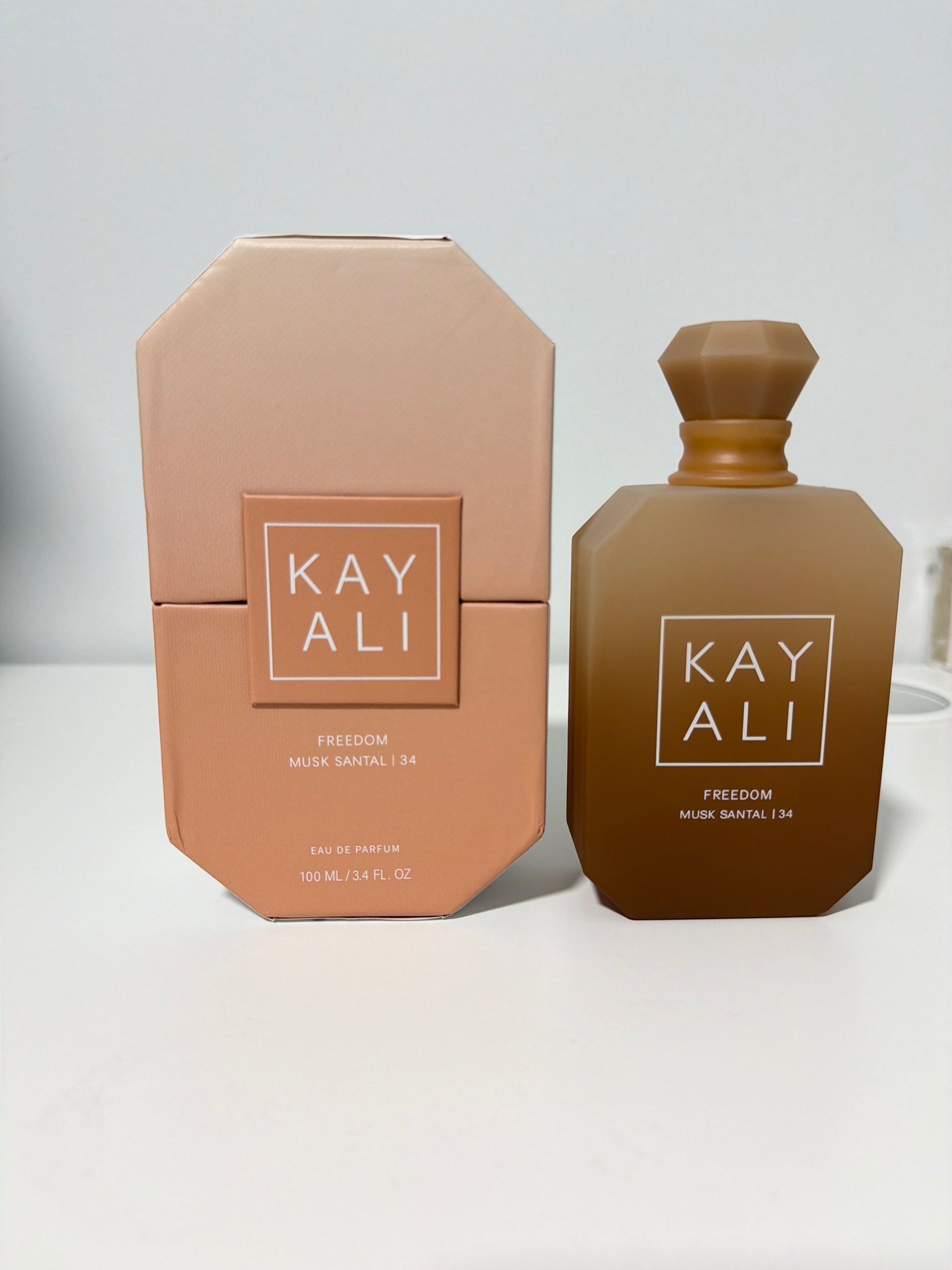 Kayali Freedom Musk Santal 34 Eau de Parfum 100ml bottle and box