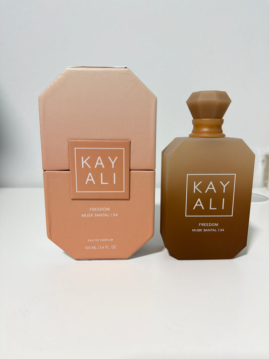 Kayali Freedom Musk Santal 34 Eau de Parfum 100ml bottle and box